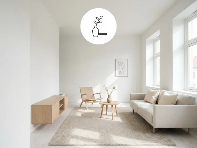 Minimalist room with clean lines and a neutral palette