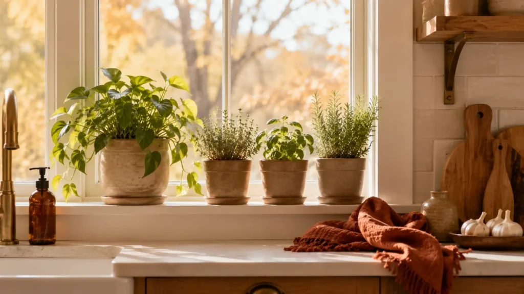 Fall plants idea keeping herb pots and houseplants for greenery that lasts past the season