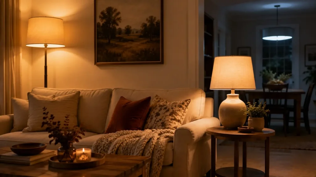 Warm white LED lighting idea for cozy fall home decor